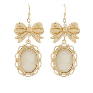 Cameo Oval Bow Earrings